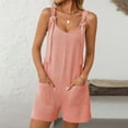 thumbnail image 4 of MDUKONU Womens Summer Casual Romper Loose Spaghetti Strap Shortalls Overalls Jumpsuit Beach Vacation Jumper with Pocket Orange M, 4 of 5