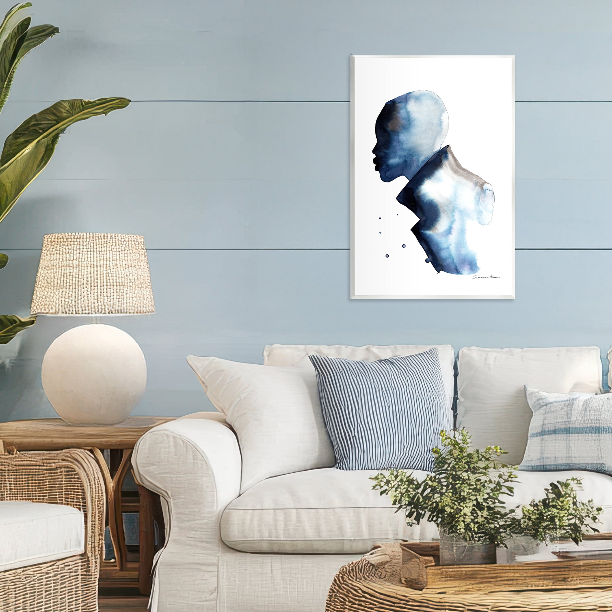 Stupell Industries Feeling Blue Portrait Silhouette Wall Plaque Art, design by Simone Elum
