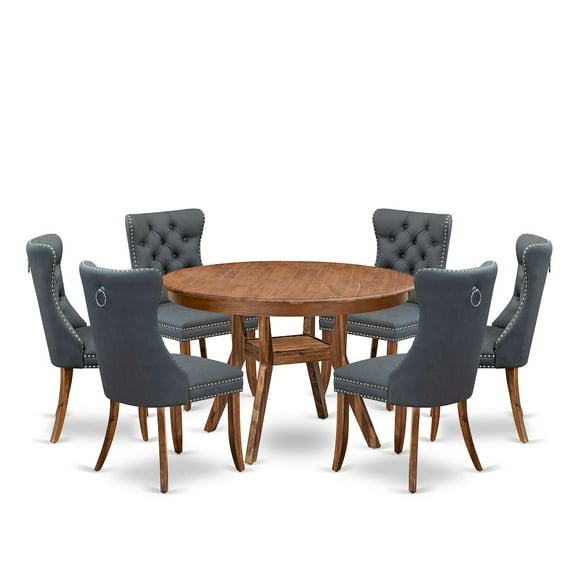 Luxe by East West Furniture 7-Piece Modern Dining Table A Dining Table And 6 Platinum Gray Dining Chairs
