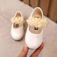 thumbnail image 3 of LYHaoo Mary Jane Girls Flats Dress Shoes Soft Insole Ankle Strap Flower Girl School Shoes for Wedding Party,White,Sizes 8.5(6.1") Toddler, 3 of 7