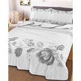 thumbnail image 3 of Quilts Twin XL Size, Grey Roses Soft Comforter Bedding Set for Bed, Romantic Floral Leaf Vintage Pastoral Botanical Lightweight Quilted Bedspread with Pillow Cover(2 Pieces), 68x98 Inch, 3 of 7