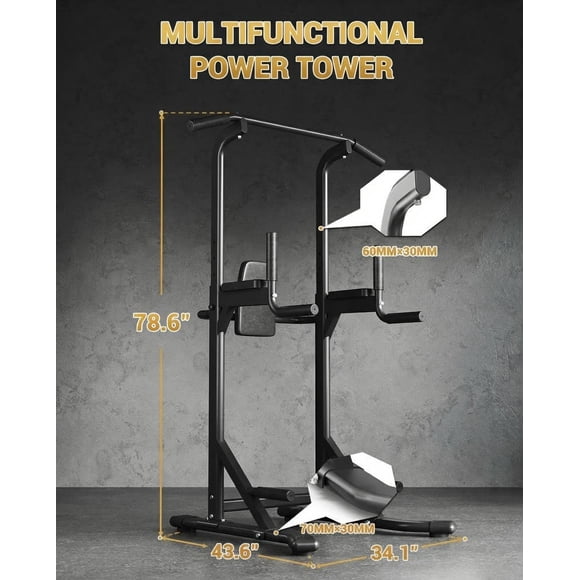 EDTara Free Standing Pull Up Bar, Power Tower Dip Station With 450 Lb Capacity, Height Adjustable Pull Up Station, Back Pad Included for Home Gym Strength Training