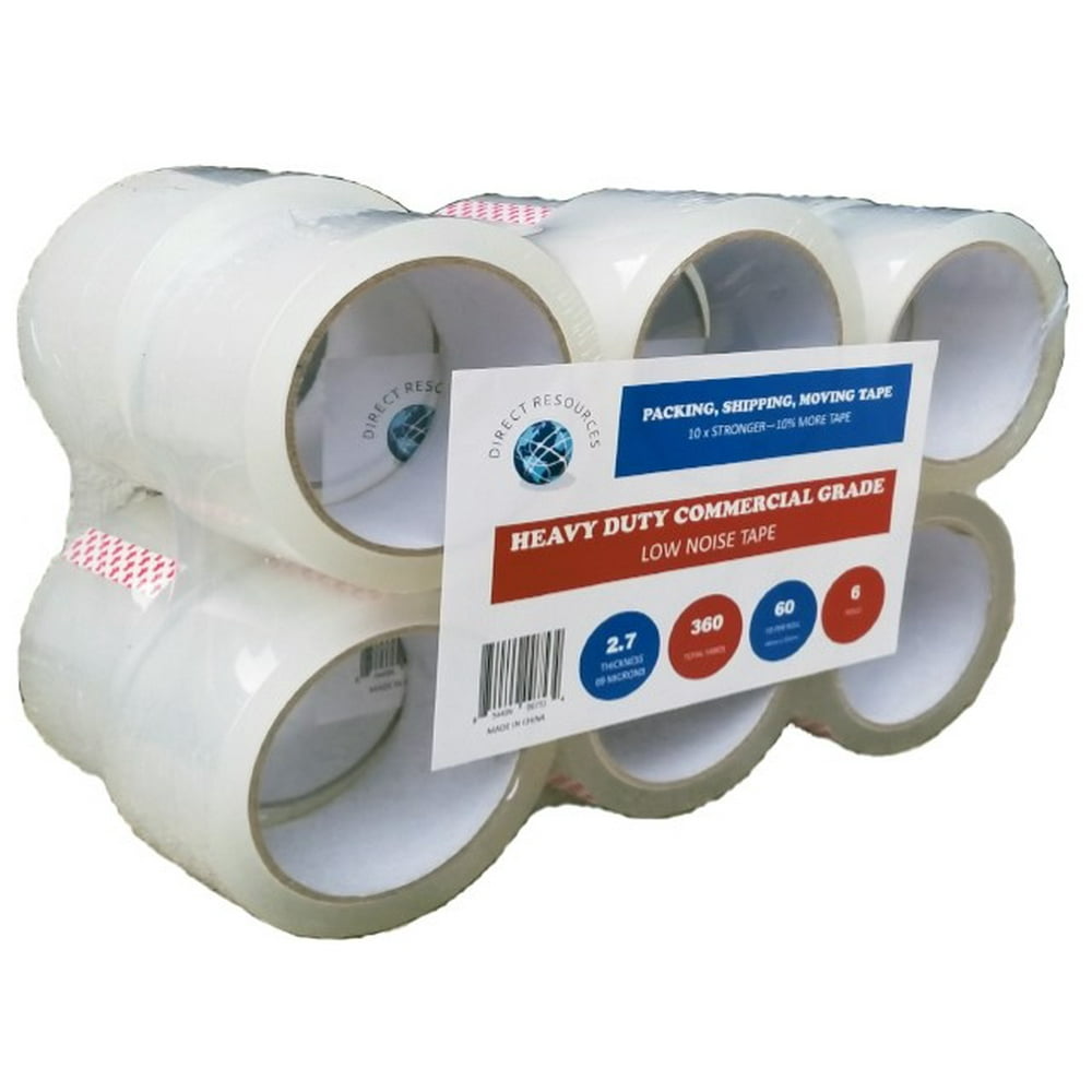 12 Pack Low Noise Packing Tape Clear 180 ft 2" wide 2.7mil, Heavy Duty