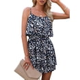 thumbnail image 3 of TRKIYQC Mono corto de verano para mujer, sin mangas, con tirantes delgados, casual, para la playa, Azul marino, XL TRKIYQC  Moda，ocio, 3 of 9