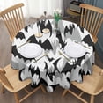 thumbnail image 3 of Black and Gray Halloween Bats Round Tablecloth 60"x60",Wrinkle Wipeable Table Cloth for Kitchen Dining Room Picnic Patio Party, 3 of 6