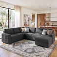 thumbnail image 5 of Marrber Modular Sectional Pull-Out Sofa Bed U-Shaped  Linen Couch Bed with Storage for Living Room, Gray, 5 of 10