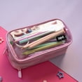 thumbnail image 5 of ZIPIT Half & Half Pencil Case for Girls, Aesthetic 3 Compartment Zipper Pouch for School, Stationery Bag for Teen and Adults, Pink, 5 of 7