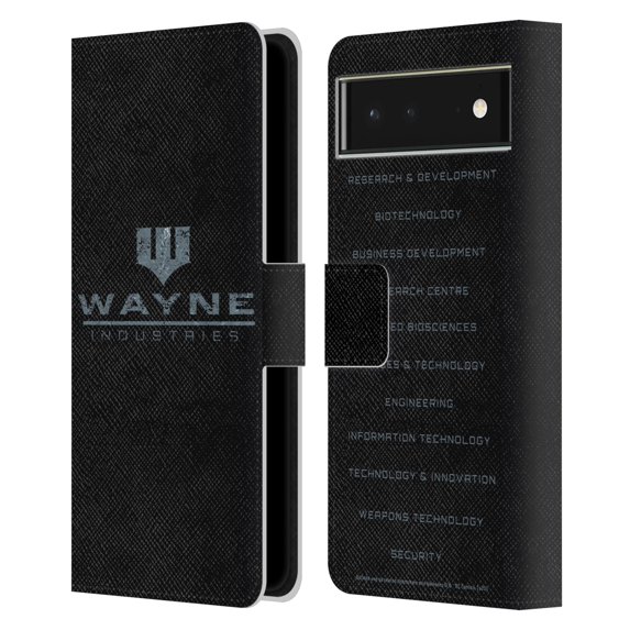 Head Case Designs Officially Licensed Batman DC Comics Duality Wayne Industries Logo Leather Book Wallet Case Cover Compatible with Google Pixel 6