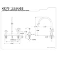 thumbnail image 2 of Kingston Brass Restoration Two Handle 8" Kitchen Faucet with Brass Sprayer, 2 of 2