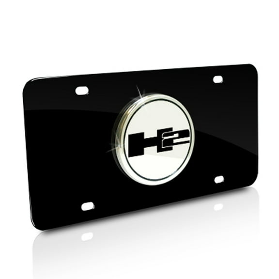 Hummer H2 3D Logo on Black Stainless Steel License Plate