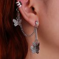 thumbnail image 6 of Yesbay 1 Pair Butterflies Women Earrings Cool Punk Silver Color Link Chain Cartilage Clip Earrings Jewelry Gift, 6 of 7