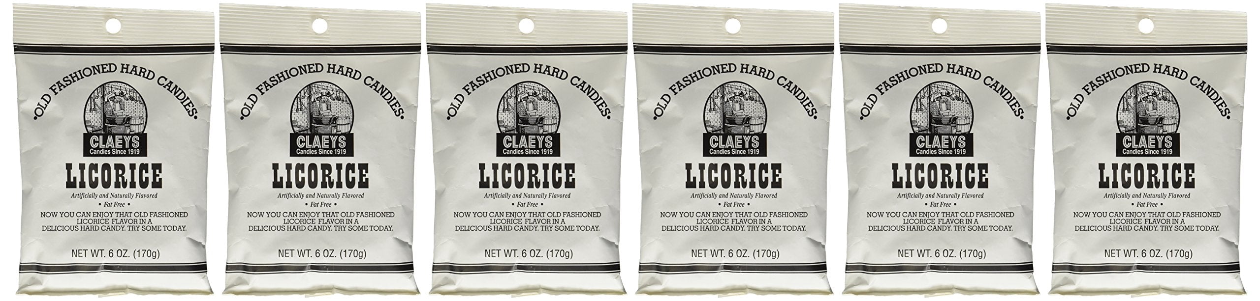 (6 pack) Claeys Old Fashioned Licorice Hard Candy 6oz