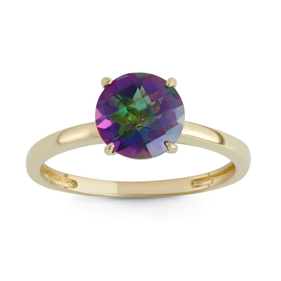 10k gold round gemstone ring