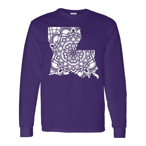 Inktastic Louisiana Silhouette Mandala Long Sleeve T-Shirt