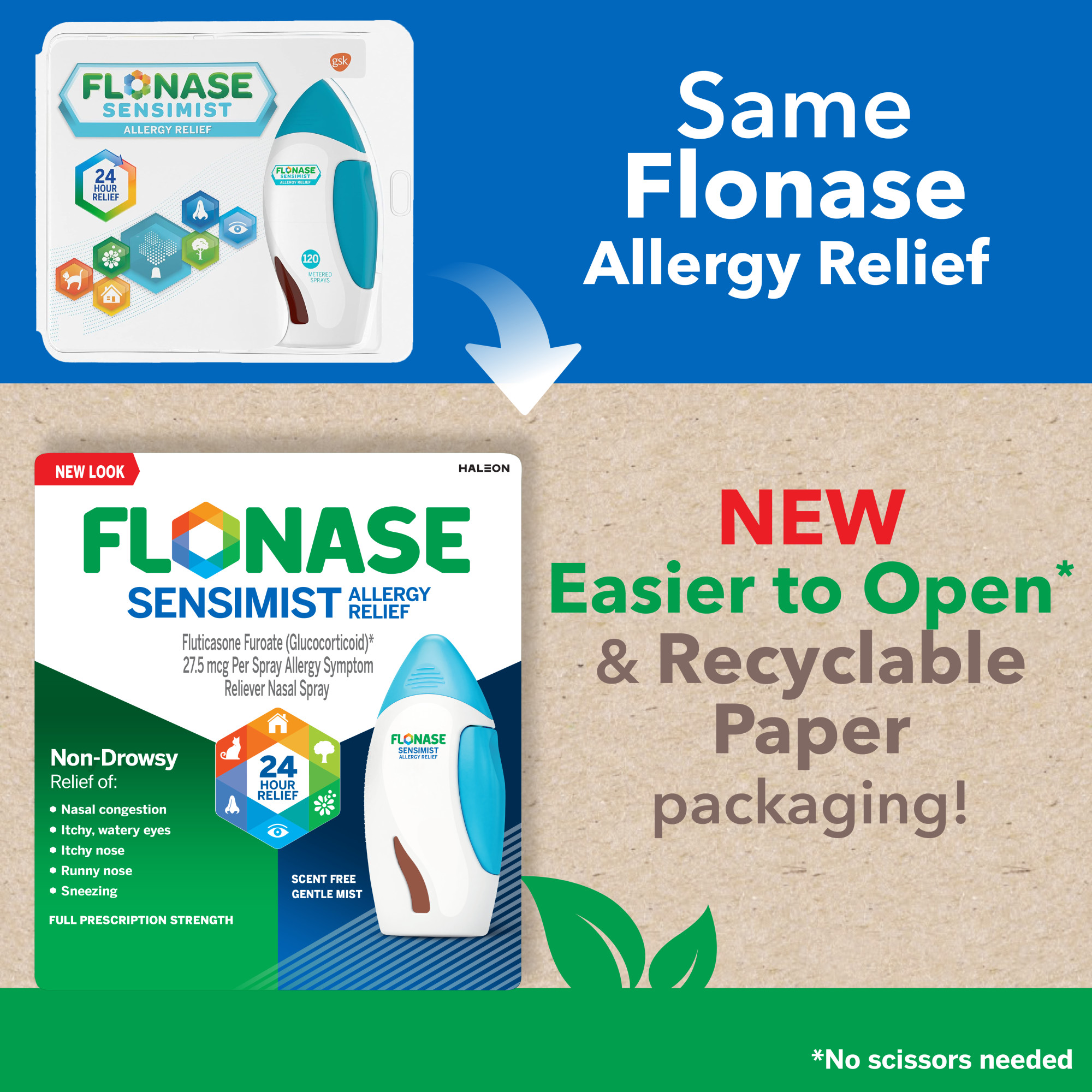 Flonase Sensimist Allergy Relief Spray, Non Drowsy Allergy Medicine, 120 Sprays, 2 Pack - image 2 of 4