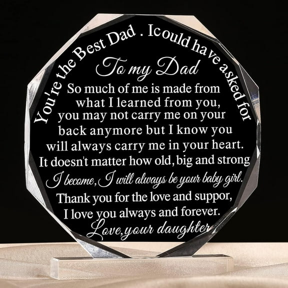 Gifts for Dad Acrylic Plaque Birthday Gifts Father's Day Presents from Daughter Christmas Gift Desk Decor with Touch Sayings for Dad (Polygonal Warm)
