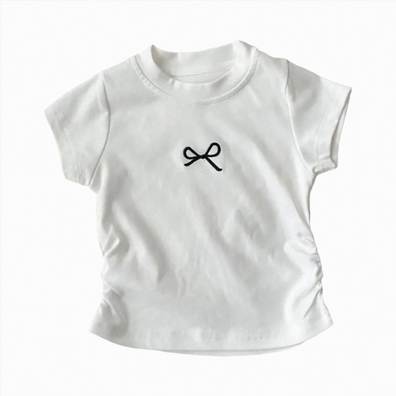 Ccpelsie Girls Graphic T-Shirts Casual Short Sleeve Tee Tops Cute Trendy Girls Clothes White,2-3 Years