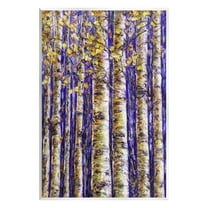 Stupell Industries Birch Trees on Blue Nature Painting Unframed Art Print Wall Art, 13 x 19