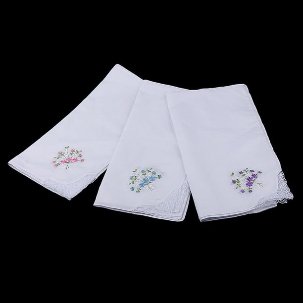12x Mujeres Vintage 100% Pañuelo Bordado Encaje Pañuelos Pañuelos Bufandas Hugo para mujer Hankerchief