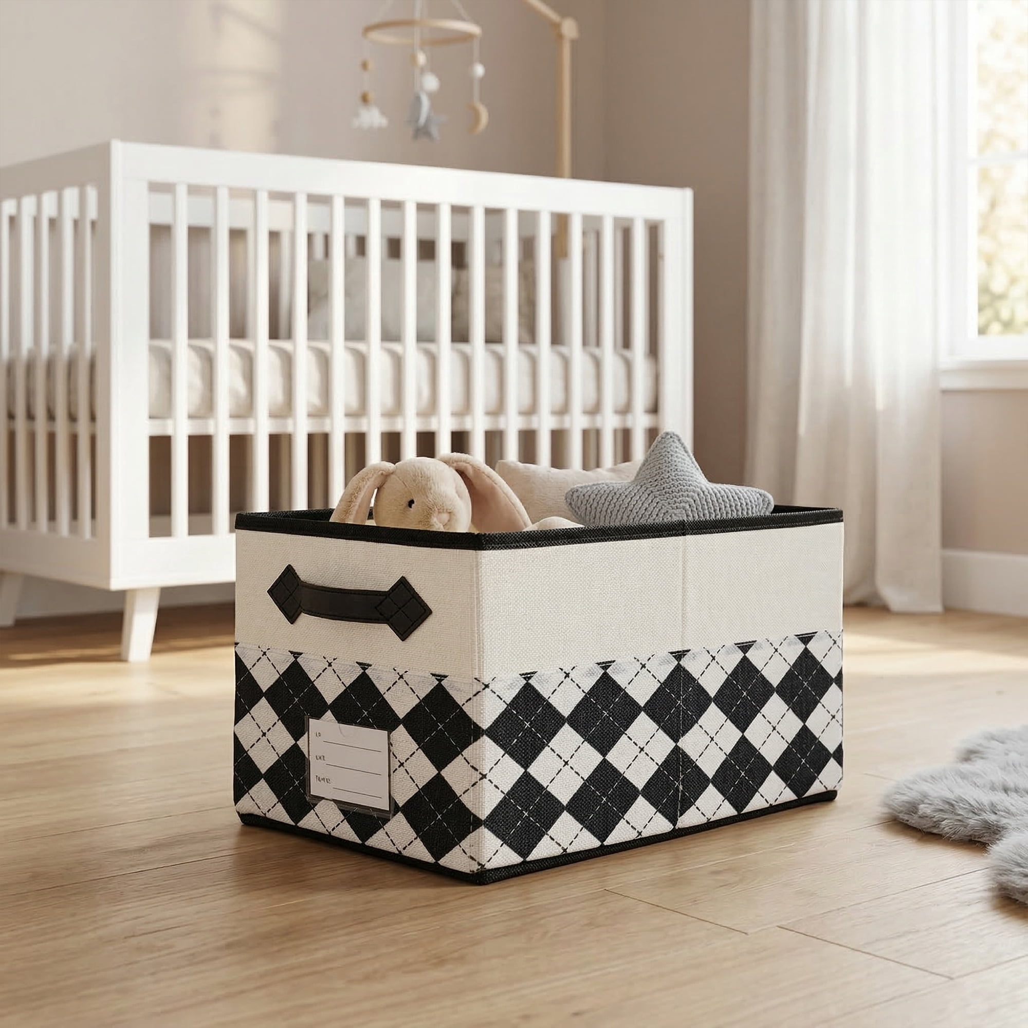 Unique Bargains Storage Basket with Handle for Organizing Light Black 15"x9.8"x8.3"