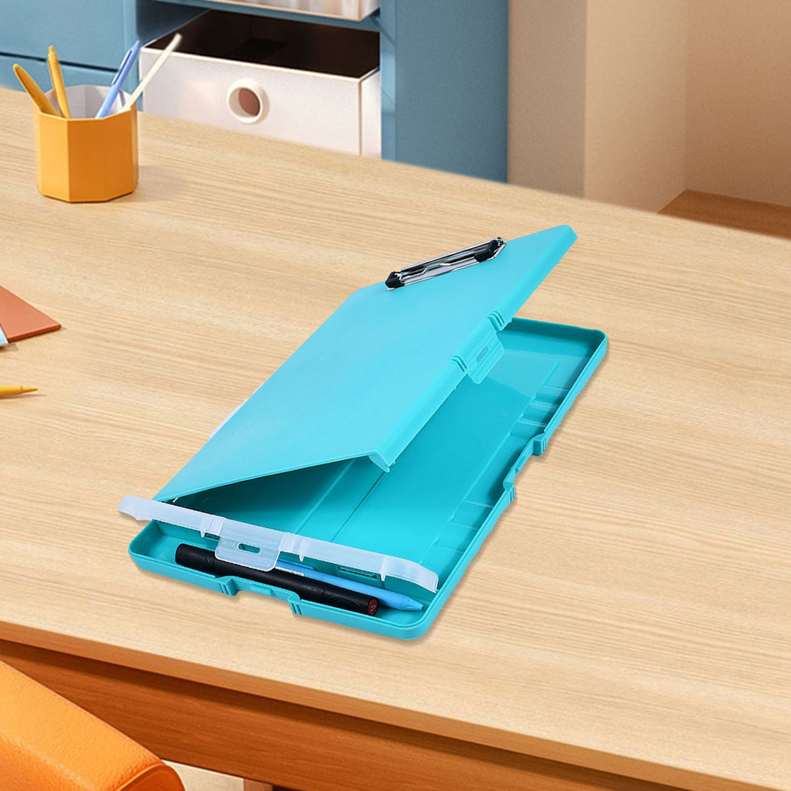 Callipe File Folder Organizer with Strong Lock Non-Slip Clips Hanging Holes 3-in-1 Clipboard Pencil Case File Storage Box