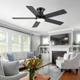 thumbnail image 4 of YIOSI 46" Black Low Profile Ceiling Fan with LED Lights, Quiet DC Motor, Remote Control, Reversible Modern Flush Mount Fan for Living Room, Kitchen, Bedroom, Patio - Indoor/Outdoor, 4 of 11