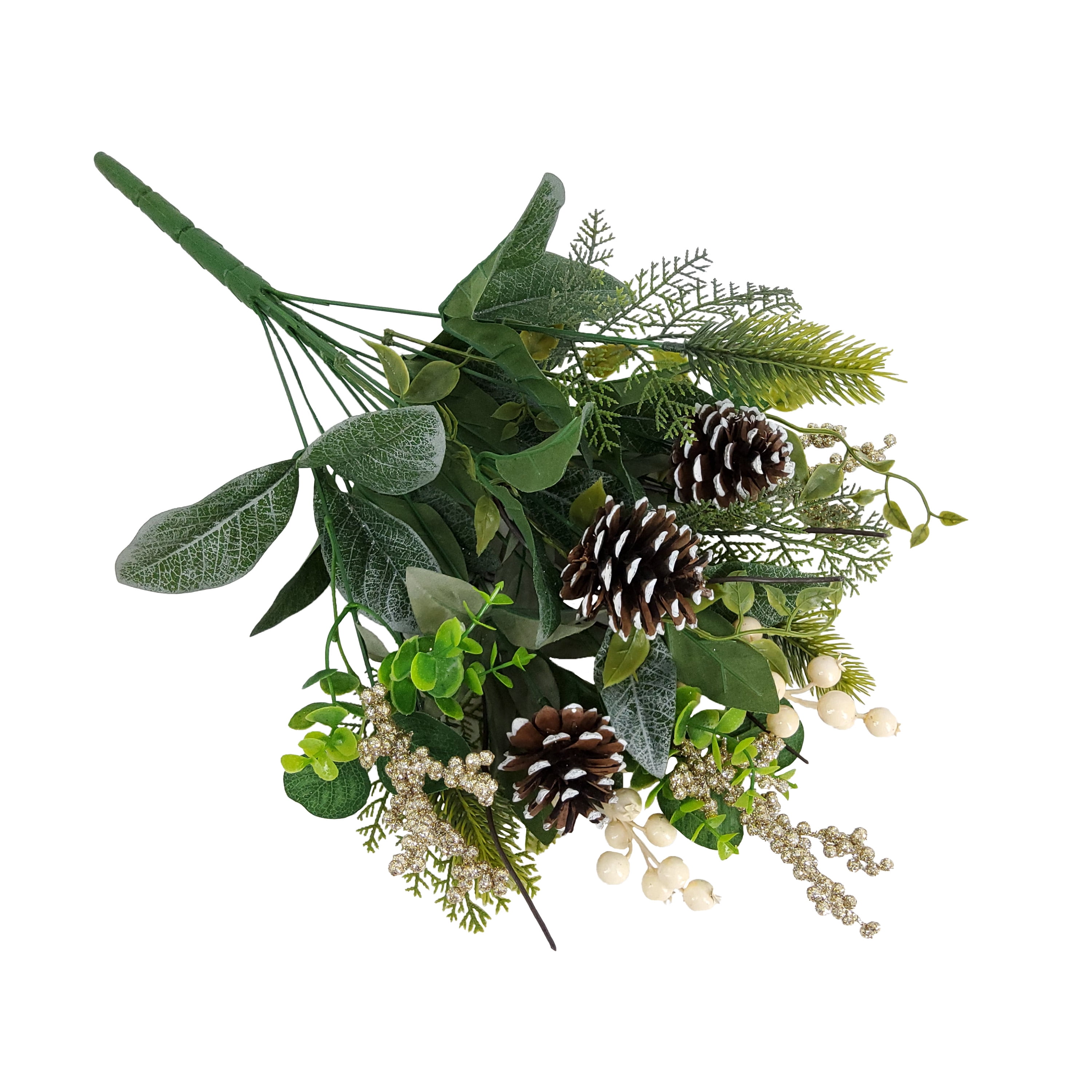 Mainstays 22-Inch Artificial Indoor Mixed Greenery And Berry Bouquet, Green/White