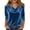 Blue, variant on Women's 3/4 Length Sleeve Blouses Slim Fit V-Neck Solid Velvet Draped Neckline Elegant Dressy Blouses Tops