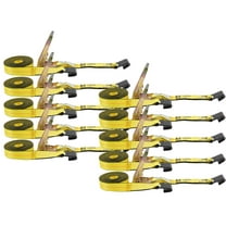 Mytee Products Ratchet Tie-Down Straps with Flat Hooks, 2" x 30' Ratchet Straps Yellow | 10,000 Lbs Breaking Strength | TieDown Ratchet Straps for Flatbed, Truck, Trailers Pickup (10 Pack)