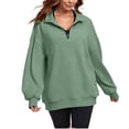 thumbnail image 3 of Sweatshirt For Women Plus Size Casual Long Sleeve Collared Shirt Lightweight Half-Zip Solid Color Loose Pullover Tops for Outdoor Hiking Sport Womens Clothes, 3 of 7