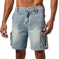 thumbnail image 5 of WILLBEST Jeans Mujer Pantalones Cortos Vaqueros Lavados Informales de Verano para Hombre, Holgados, para Trabajo En La Calle, Con Bolsillos Grandes, Cómodos, Hasta La Rodilla. Mediana, 5 of 5