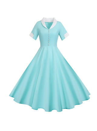 Tejiojio Women Clothes Clearance Women's 1950s Retro Dress Short Sleeve  Vintage Swing Dress