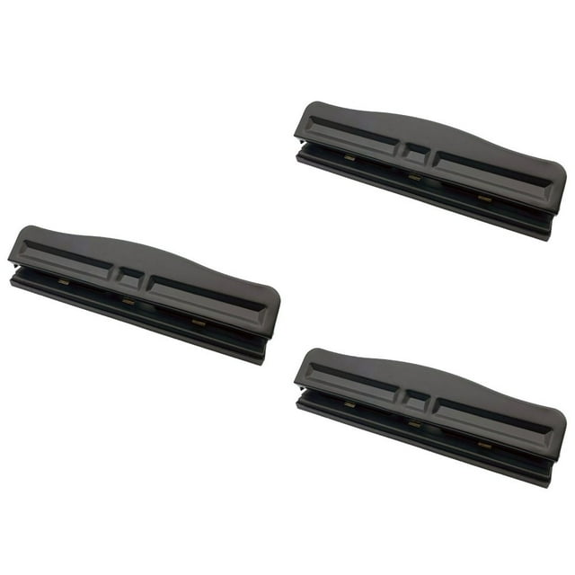 HLONK 3 Pcs Perforatrice Manuelle 3 Trous Pinces à Perforer Outils de Scrapbooking Fournitures de Bureau (Noir)