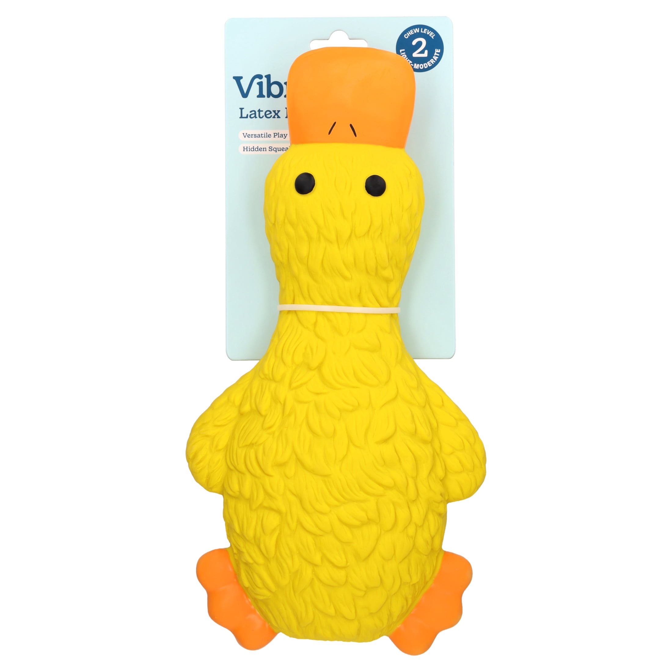Vibrant Life Yellow Duck Latex Dog Toy with Squeaker, Chew Level 2