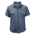 thumbnail image 4 of FRSASU Men's Cotton Linen Shirts Short Sleeve Tops Casual Lightweight Button Down Shirt Summer Tops with 2 Pocket Navy, 4 of 7
