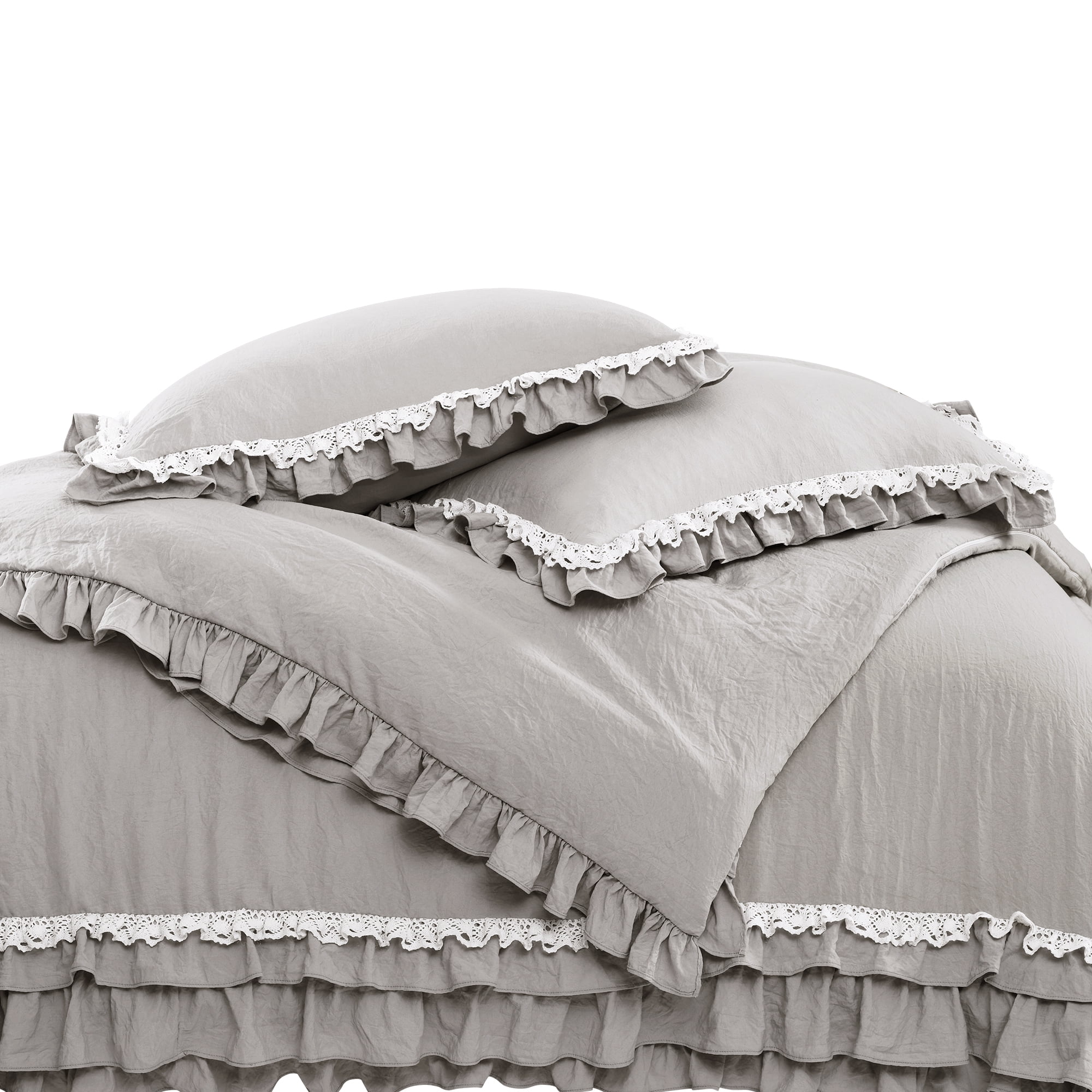 Ella Shabby Chic Ruffle Lace Comforter Set Multiple Colors