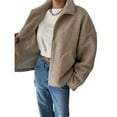 thumbnail image 3 of Chaqueta de Invierno para Mujer, , de Larga, con Cremallera, Corta, Cálida, para Otoño, para Hacer Ejercicio Caqui L, 3 of 8
