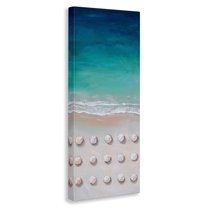 Stupell Industries Umbrella Beach Coast Deep Blue Waters Aerial Painting, 13 x 30, Design by Lauren Jane