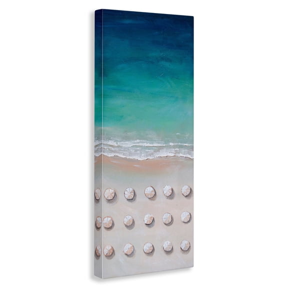 Stupell Industries Umbrella Beach Coast Deep Blue Waters Aerial Painting, 13 x 30, Design by Lauren Jane