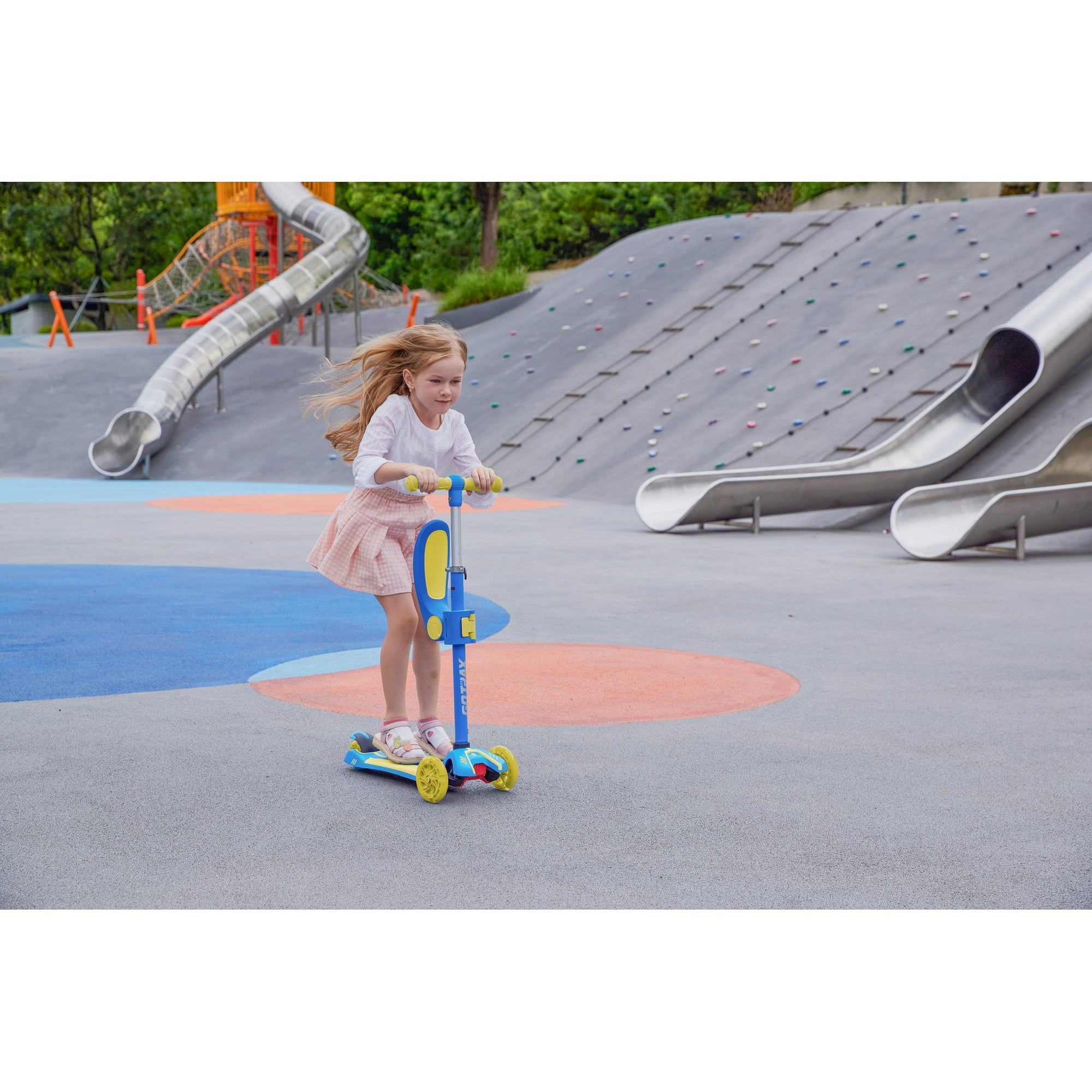Gotrax GS2 3 Wheeled Kick Scooter Blue Yellow