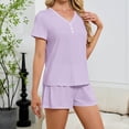 thumbnail image 2 of Cmfcve Two Piece Outfits for Women Lounge Sets Casual Crew Neck Short Sleeve Top & Shorts Set, 2 of 7