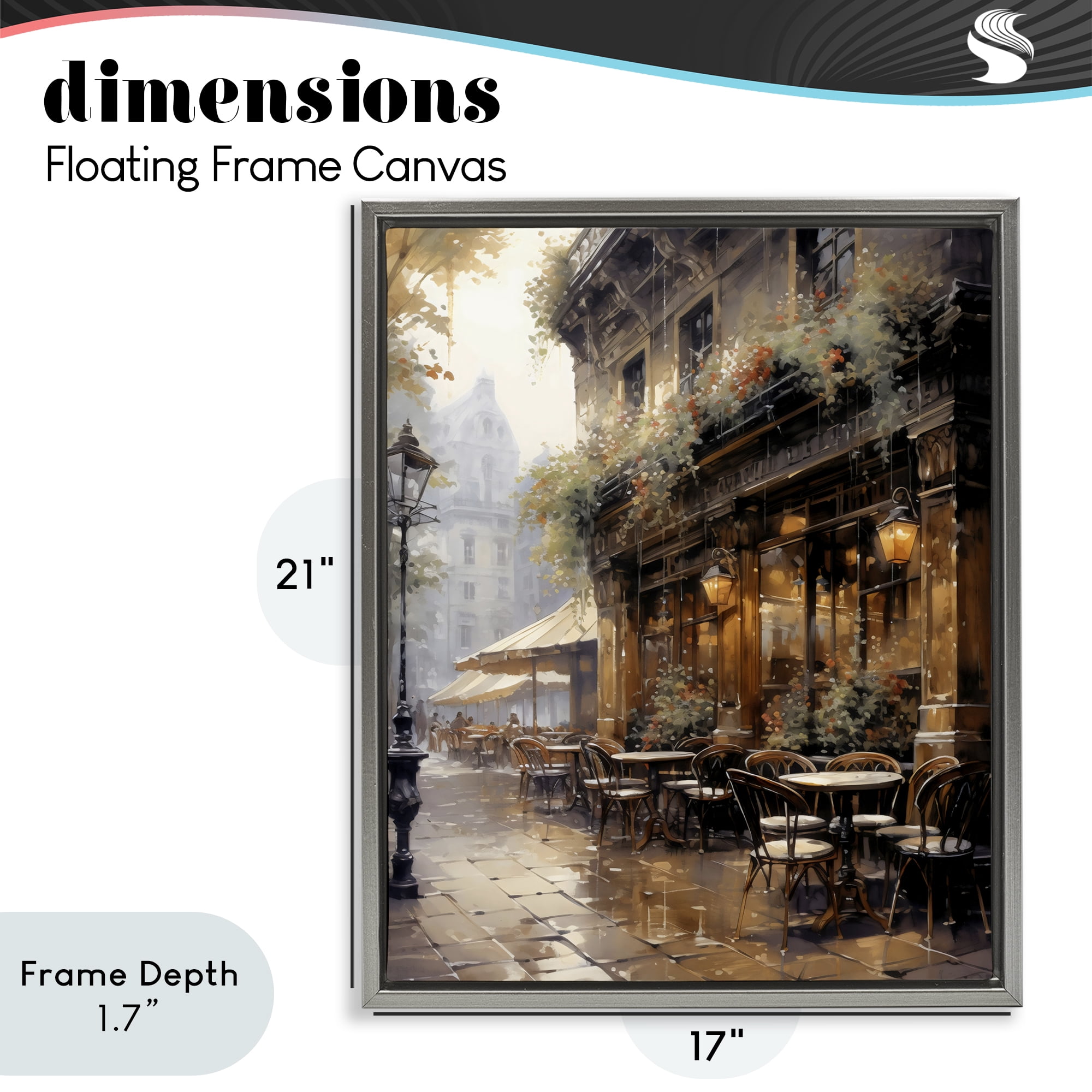 Stupell Industries Paris Street Cafe in Rain Gray Framed Floater Canvas Wall Art, design by Creative Studio