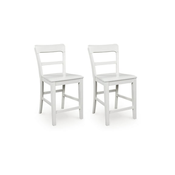 Signature Design by Ashley Chadworth Solid Wood Counter Height Barstool, Set of 2, White