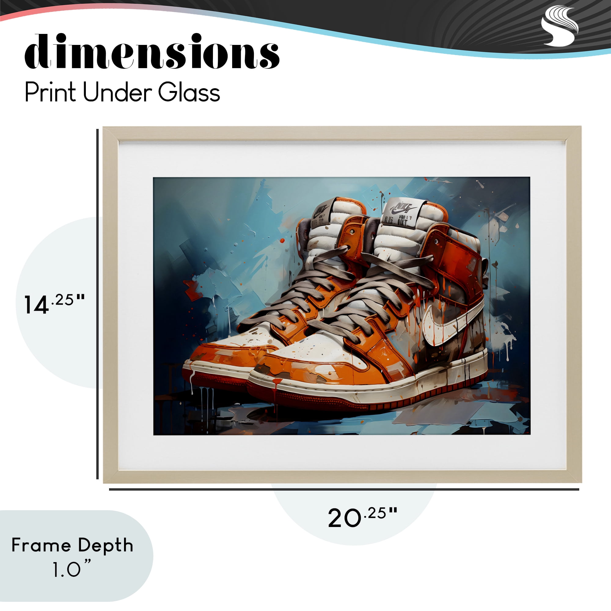 Stupell Industries Red & White Sneakers Splash Birch Framed Print Under Glass, design by Creative Studio