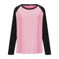 thumbnail image 5 of Womens Tops Women’s Long Sleeve Basic Shirts Ndbuld Womens Crew Neck Long Sleeve Colorblock Shirts Pink S, 5 of 7