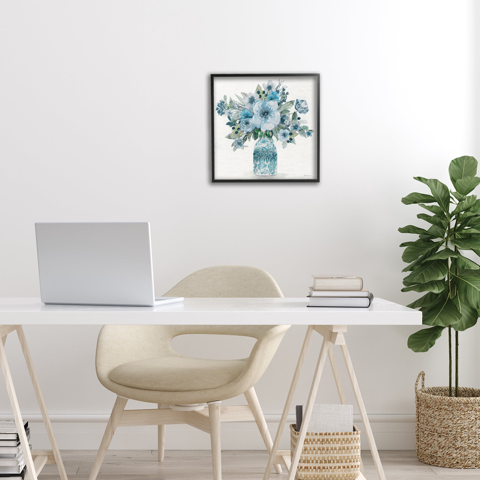 Stupell Industries Pastel Blue Botanical Bouquet Black Framed Giclee Art, design by Carol Robinson