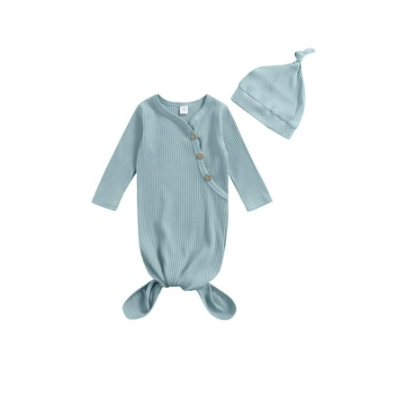 

Licupiee Newborn Baby Girl Boy Coming Home Knotted Gown Unisex Infant Sleep Onesie Cute Baby Winter Pajamas