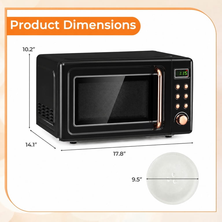 Costway, Microwave Oven, Retro, 0.7 Cu.ft, 700W, Rose Gold