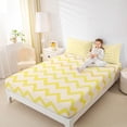thumbnail image 4 of Feelyou Modern Abstract Child Twin Sheet Sets, Stripe Waves Yellow Bedding, 3pcs, 4 of 7
