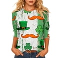 thumbnail image 2 of Uootdi St Patricks Day 3/4 Sleeve Shirt for Women Plus Size Funny Cute Saints Patrick's Tops Irish Shamrocks Printed Outfit Gift, 2 of 6